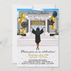 African American Graduation Invitation Announcemen