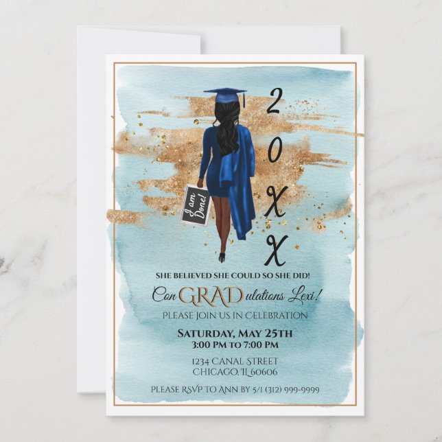 African American Graduation Invitation (Dark Skin) (Front)