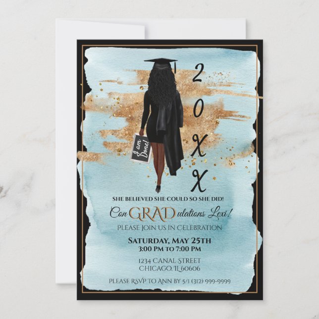 African American Graduation Invitation (Dark Skin) (Front)