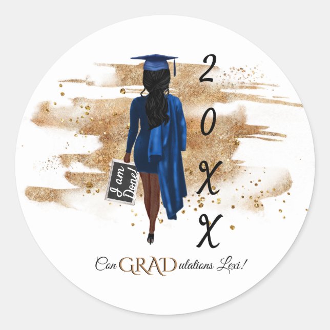 African American Graduation Round Sticker (Front)