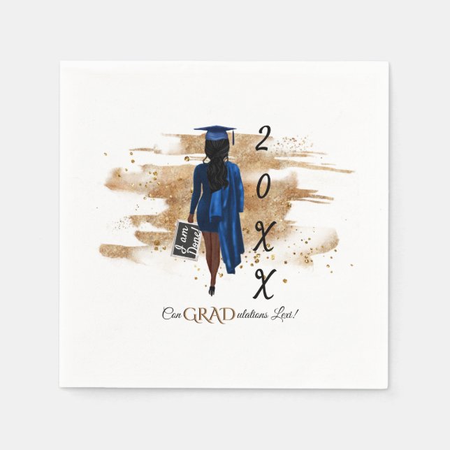 African American Graduation Round Sticker Napkins (Front)