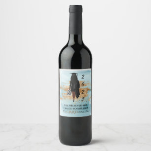 African American Graduation Wine Lbl (Dark Skin) Wine Label