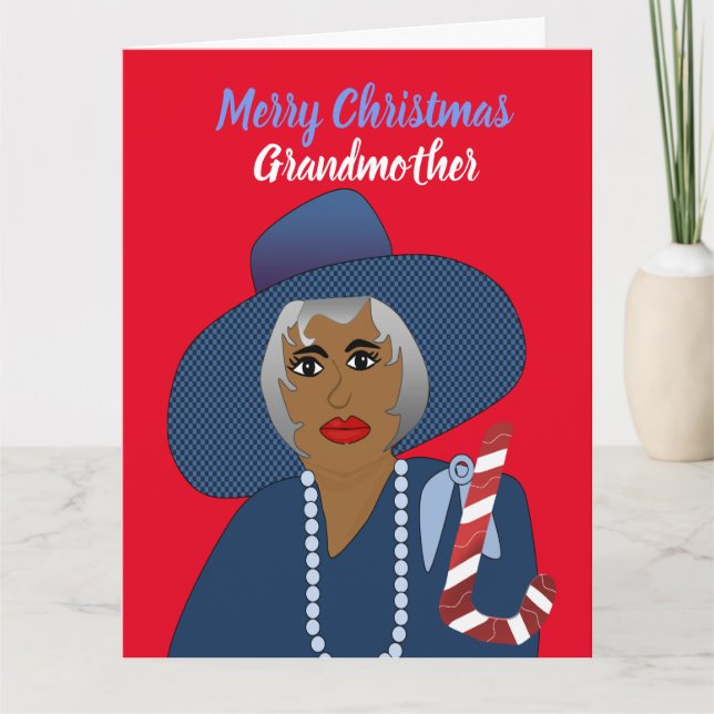 African American Grandmother Merry Christmas Card (Front)