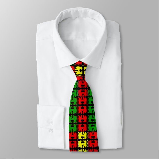 African American green, yellow, black Tie (Tied)