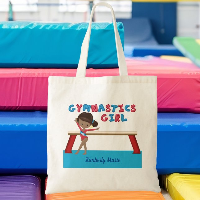 African American Gymnast Girl Cute Gymnastics Tote Bag (Creator Uploaded)