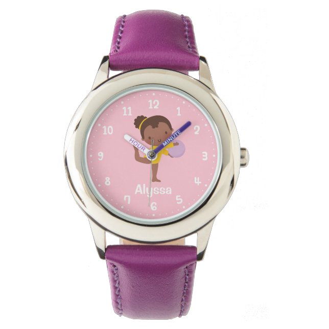 African American Gymnast Girl Gymnastics Watch (Front)