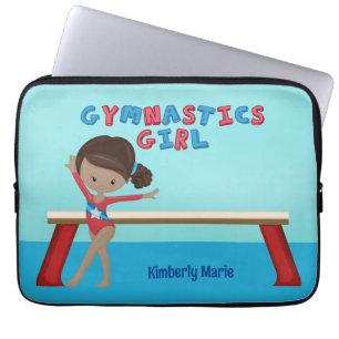 African American Gymnastics Girl Cute Custom Laptop Sleeve