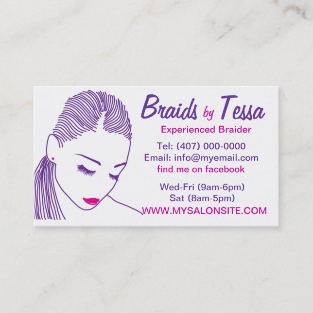 African American Hair Braiding Salon Business Card (Front)