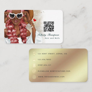 African American Hair Stylist QR Code Business Car Card