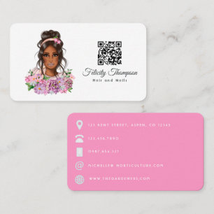 African American Hairdresser QR Code Business Card