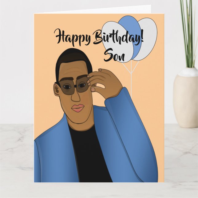 African American Handsome & Gifted Son Birthday  Card (Front)