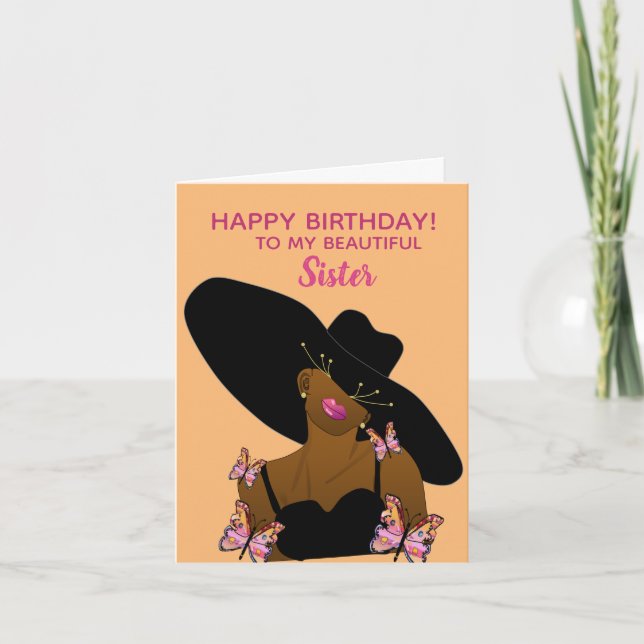 African American Happy Birthday Sister Card (Front)
