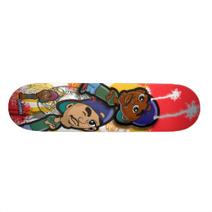 African American Hip Hop Cartoon Skateboard