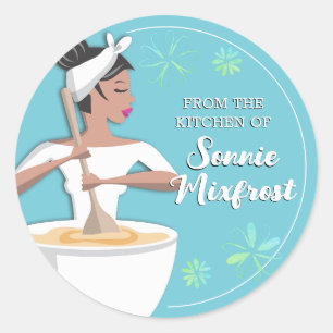 African American Hispanic woman bakery baking Classic Round Sticker