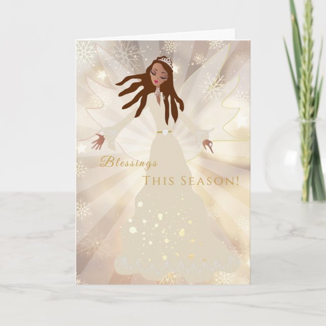 African American Holiday Christmas Angel Card (Front)
