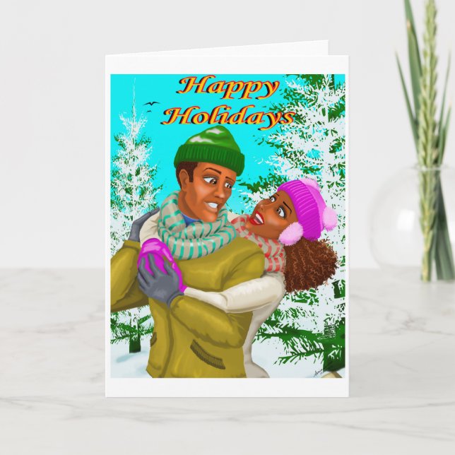 African American Holiday Folded Greeting Card (Front)