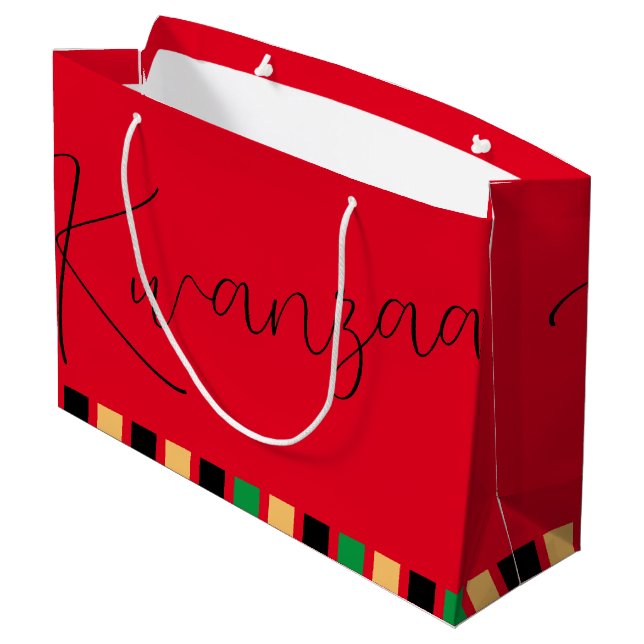 African American Holiday Large Gift Bag (Back Angled)