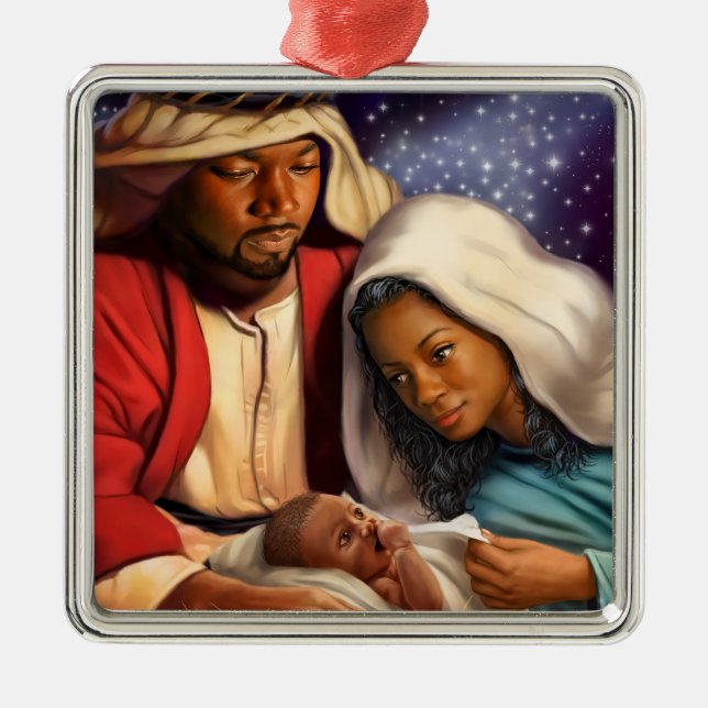 African American Holy Family Christmas Ornaments (Front)