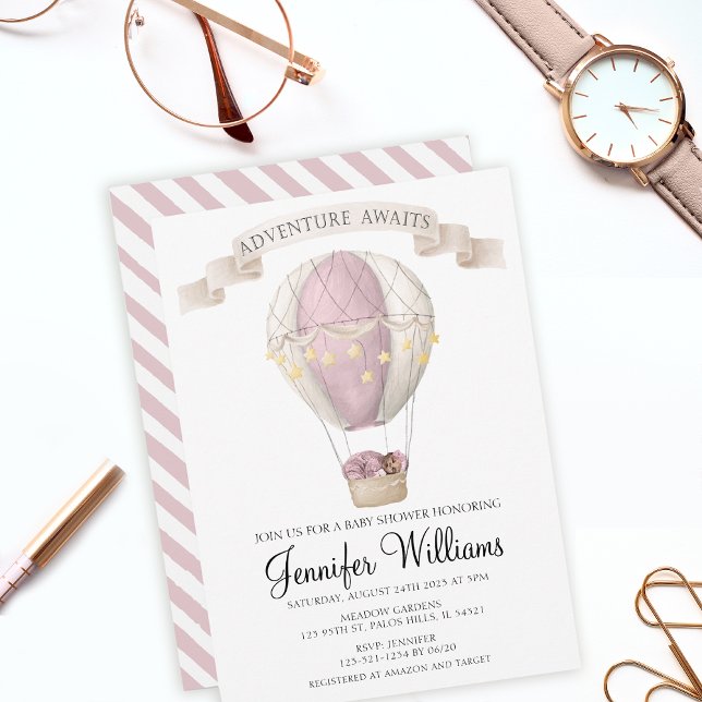 African American hot air balloon baby shower Invit Invitation (Creator Uploaded)