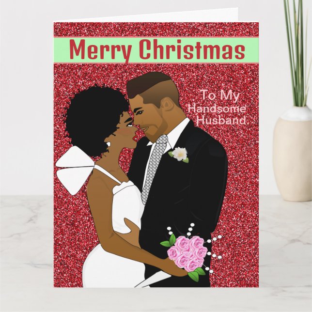 African American Husband Christmas Card (Front)