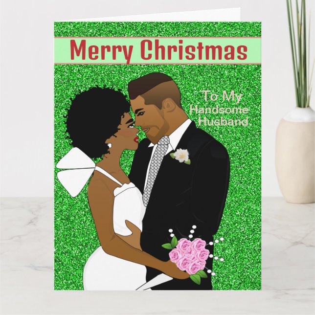 African American Husband Christmas Card (Front)