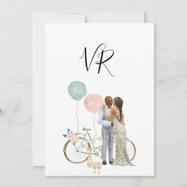 African American Illustrated Couple Save The Date (Front)