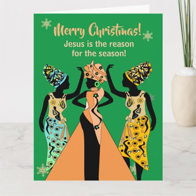 African American Inspirational Christian Christmas Card (Front)