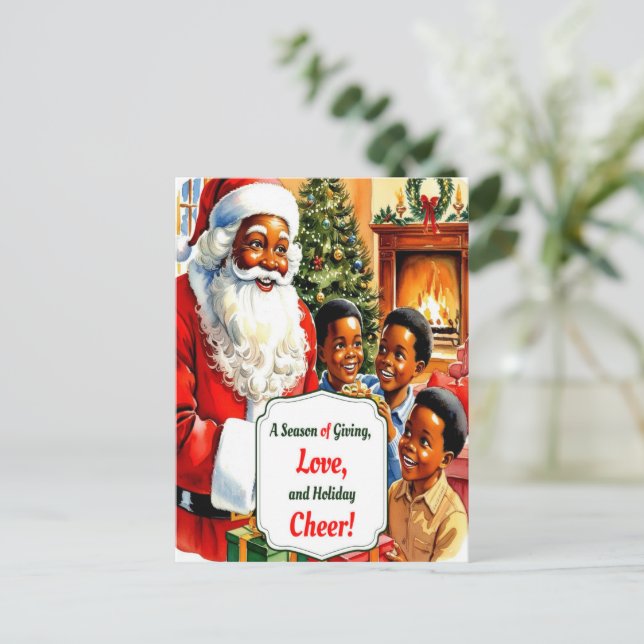 African American Inspirational Christmas Postcard (Standing Front)