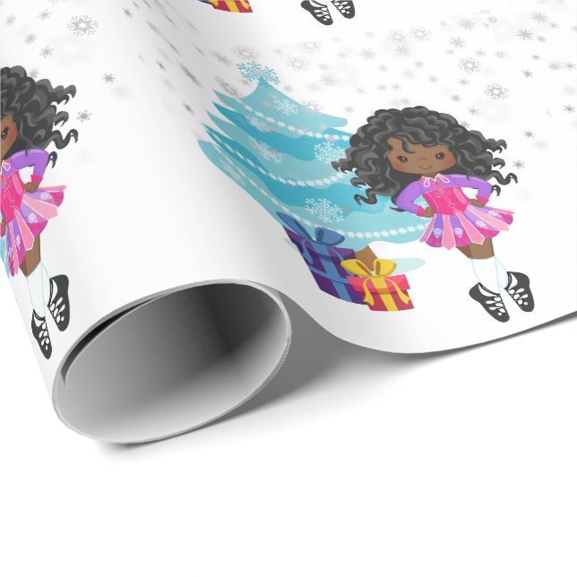 African American Irish Dancer Winter Christmas Wrapping Paper (Roll Corner)