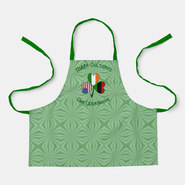 African American Irish Shamrock Flag Personalised  Apron (Front)