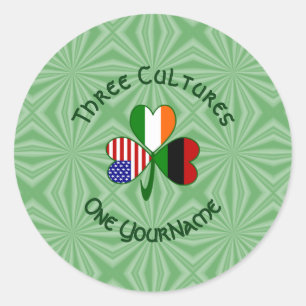 African American Irish Shamrock Flag Personalised  Classic Round Sticker