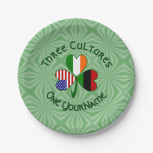 African American Irish Shamrock Flag Personalised Paper Plate