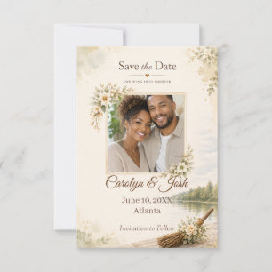 African American Jumping the Broom Photo  Save The Date