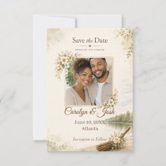 African American Jumping the Broom Photo Save The Date