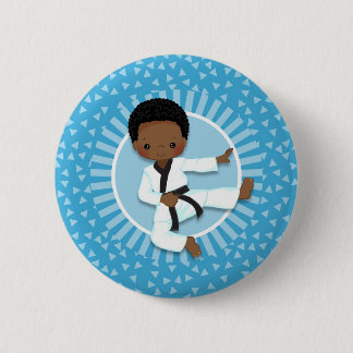African American Karate Boy Judo Martial Arts 6 Cm Round Badge