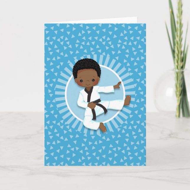 African American Karate Boy Judo Martial Arts Card (Front)