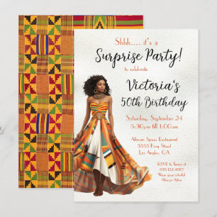 African American Kente Birthday Party Invitation
