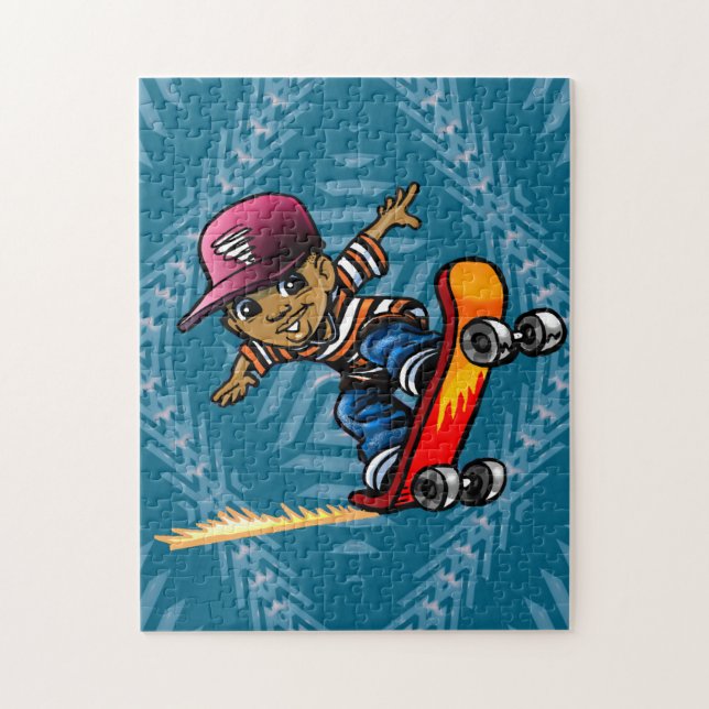 African American Kid On A Skateboard Jigsaw Puzzle (Vertical)