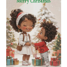 African American Kids Merry Christmas