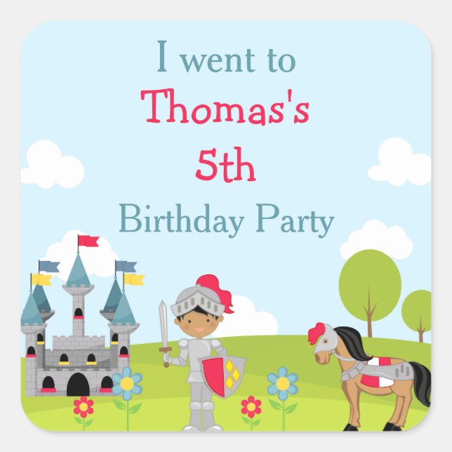 African American Knight 'I went to' Square Sticker (Front)