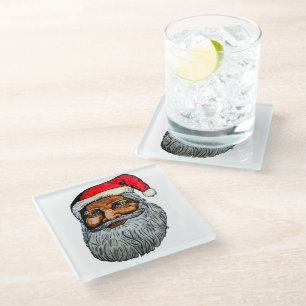 AFRICAN AMERICAN KRIS KRINGLE GLASS COASTER