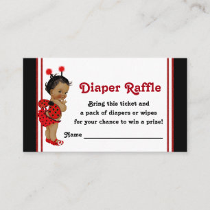 African American Ladybug Diaper Raffle Tickets Enclosure Card
