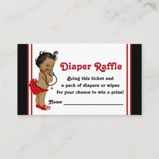 African American Ladybug Diaper Raffle Tickets Enclosure Card