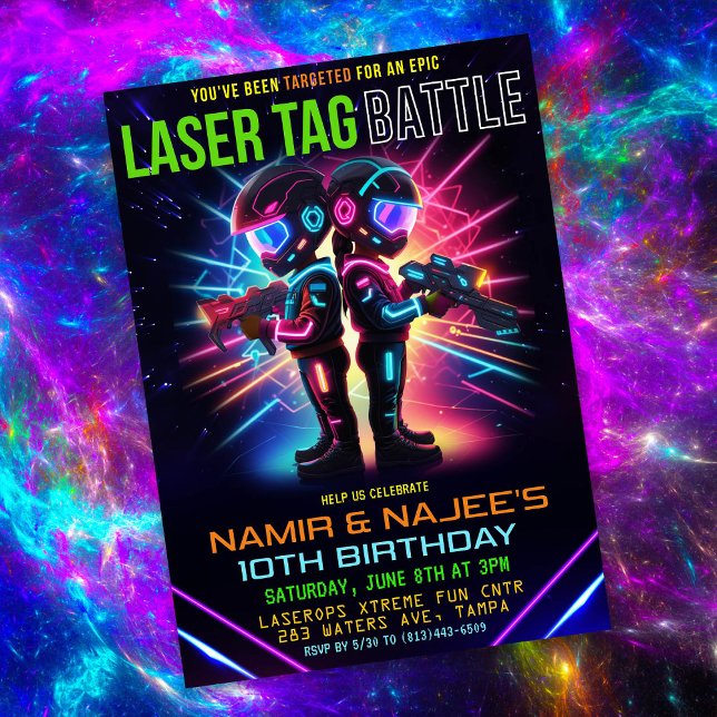 African American Laser Tag Birthday Invitation (Creator Uploaded)