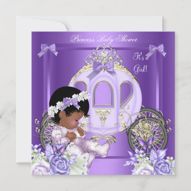 African American Lavender Baby Shower Girl 5A Invitation (Front)
