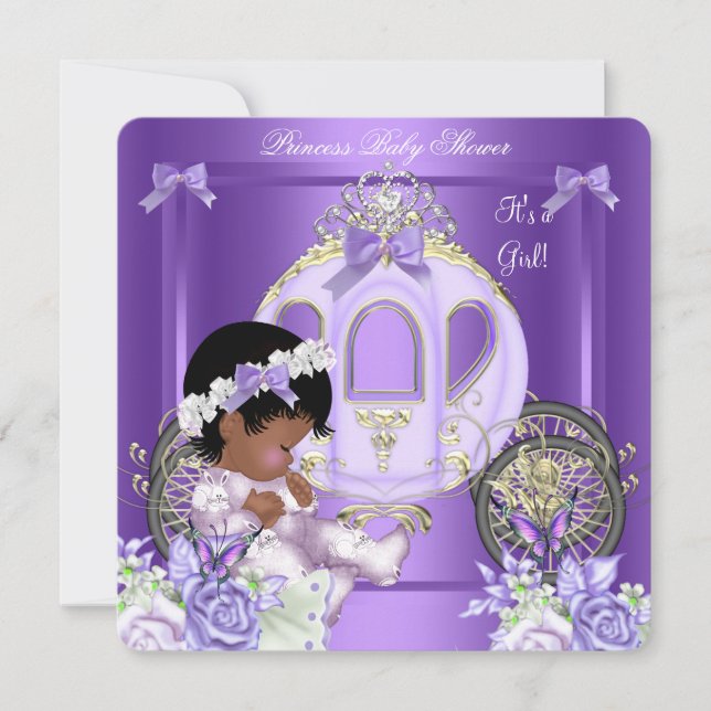 African American Lavender Baby Shower Girl 5A Invitation (Front)