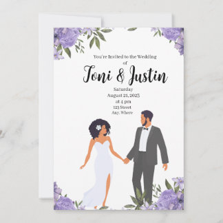 African American Lavender Garden Wedding Invitation