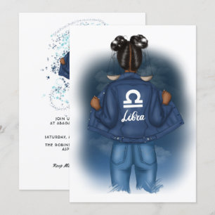 African American Libra Zodiac Sign Birthday Party Invitation