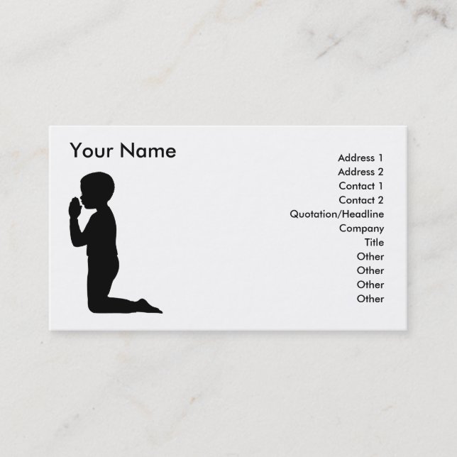 African American little boy saying prayers Business Card (Front)
