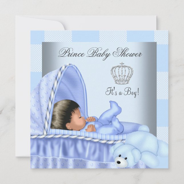 African American Little Prince Baby Shower Boy 2 Invitation (Front)